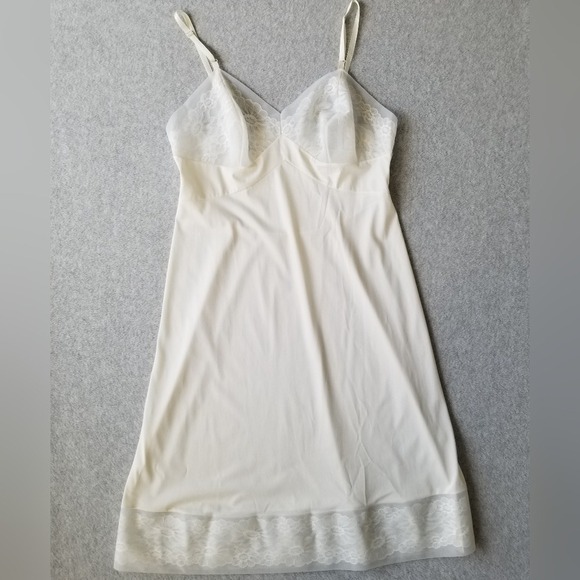 Vanity Fair Womens Vintage Slip Ivory Lace Trim Midi Dress USA Fairy Sz 36 - Picture 7 of 15